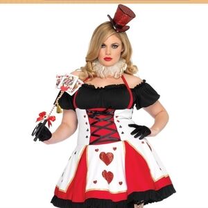Queen of Hearts Costume Dress with Neck Ruffle